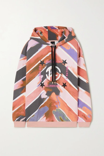 Shop P.e Nation Co-driver Printed French Cotton-terry Hoodie In Pink