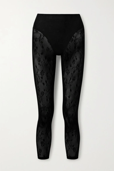 Shop Adam Selman Sport Stretch-mesh Leggings In Black