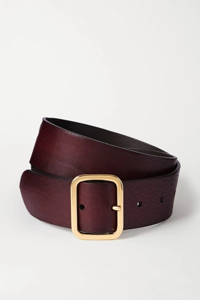 Shop Anderson's Textured-leather Belt In Burgundy