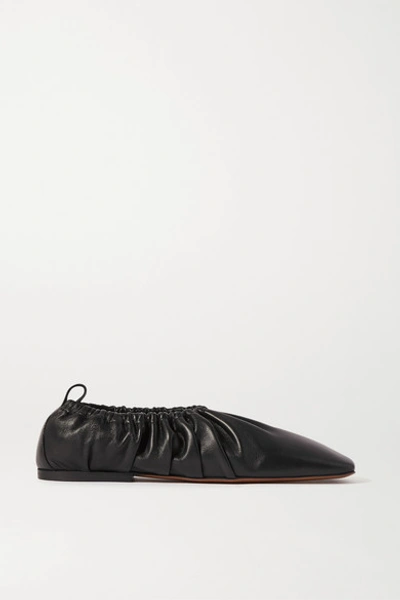 Shop Neous Phinia Gathered Leather Ballet Flats In Black