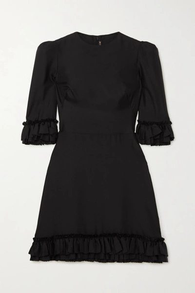 Shop The Vampire's Wife Festival Ruffled Silk-twill Mini Dress In Black