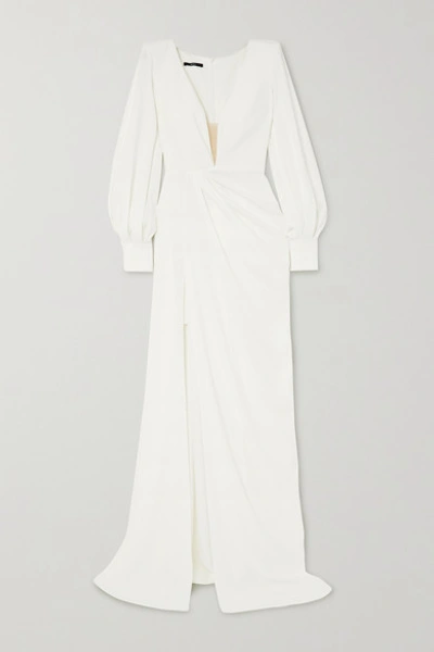 Shop Alex Perry Clark Draped Crepe Gown In White