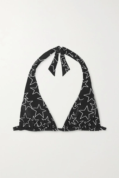 Shop Dolce & Gabbana Printed Triangle Halterneck Bikini Top In Black