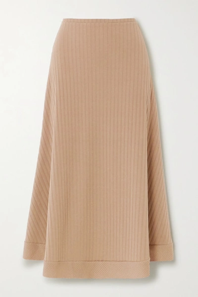 Shop Maggie Marilyn + Net Sustain Sandy Strolls Ribbed-knit Skirt In Beige