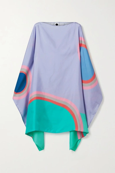 Shop Louisa Parris Gabo Printed Silk-twill Dress In Lilac