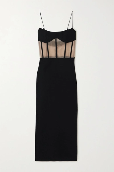 Shop Rasario Crepe And Tulle Bustier Dress In Black