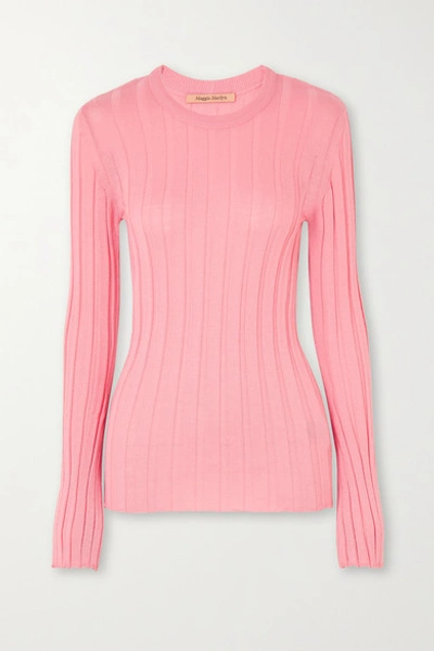 Shop Maggie Marilyn Net Sustain The Sherbet Wool-blend Ribbed-knit Sweater In Pink