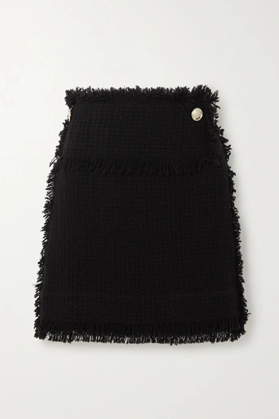 Shop Iro Ario Frayed Bouclé Mini Skirt In Black