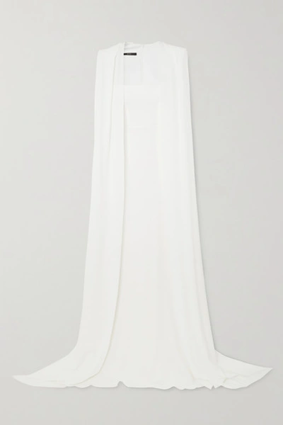 Shop Alex Perry Vance Cape-effect Crepe Gown In White