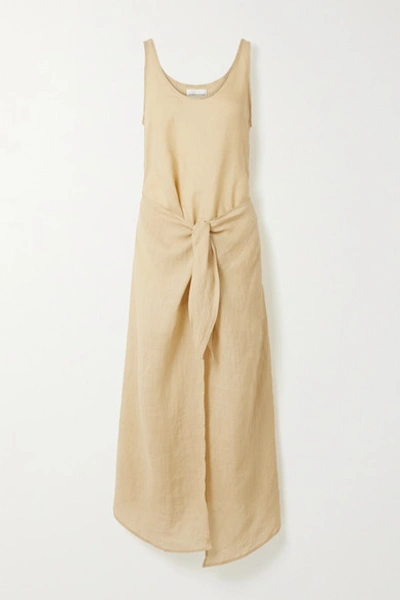 Shop Anemone Ramie Wrap Dress In Neutral