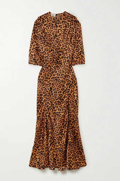 Shop Attico Leopard-print Satin Midi Dress In Leopard Print