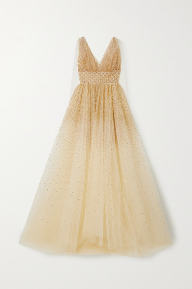 oscar de la renta gold dress
