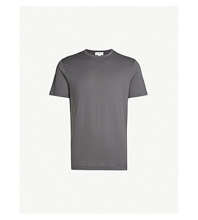 Shop Sunspel Classic Cotton-jersey T-shirt In Charcoal