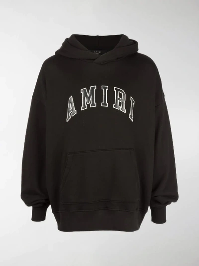 Shop Amiri College-style Logo Print Hoodie In Black