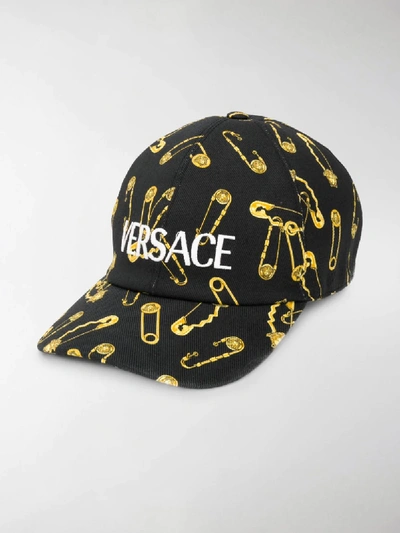 Shop Versace Safety Pin Print Cap In Black