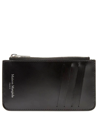 Shop Maison Margiela Leather Zip Card Case In Black