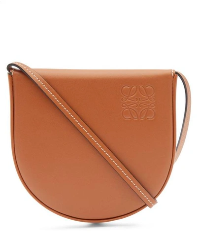 Shop Loewe Heel Pouch Leather Shoulder Bag In Tan