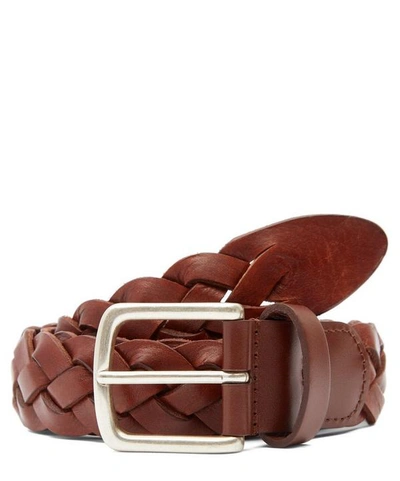 Shop Anderson's Woven Leather Belt In Brown