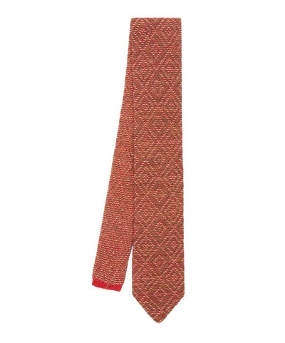 Shop Missoni Diamond Knitted Cotton And Silk-blend Tie In Red