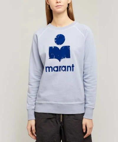 Shop Isabel Marant Étoile Milly Flocked-logo Cotton-blend Sweatshirt In Blue