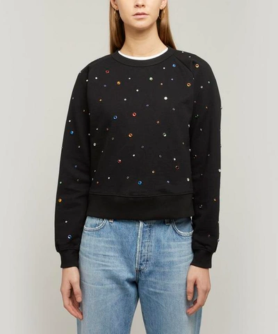 Shop Monogram Rainbow Rhinestones Sweatshirt In Black