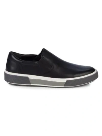 Shop Vince Randell Leather Slip-on Sneakers In Black