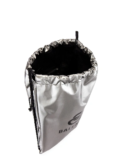 Shop Balenciaga Explorer Drawstring In Silver