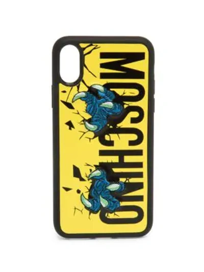 Shop Moschino Women's Iphone Xs Max Monster Claw Phone Case In Yellow Multi