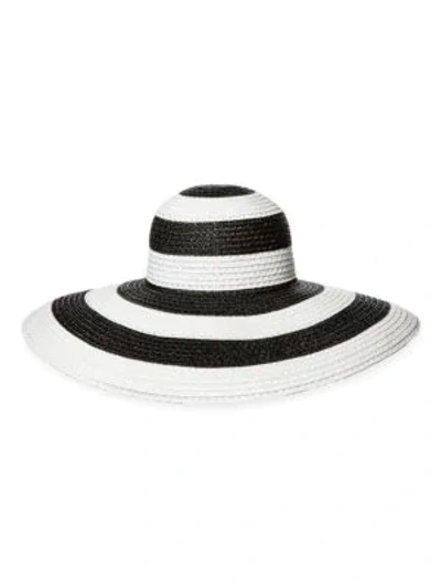 Shop Eric Javits Stripe Floppy Sun Hat In White Black