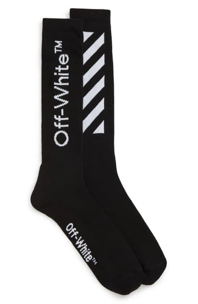 Shop Off-white Diag Mid Socks In Black White