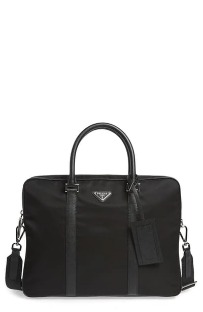 Shop Prada Nylon Briefcase In Nero