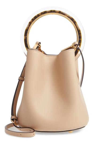 Shop Marni Pannier Top Handle Leather Bucket Bag In Cement