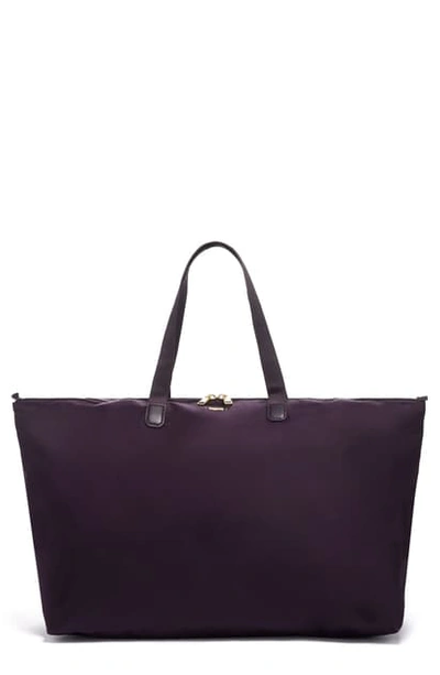 Shop Tumi Voyageur Just In Case Packable Nylon Tote In Blackberry