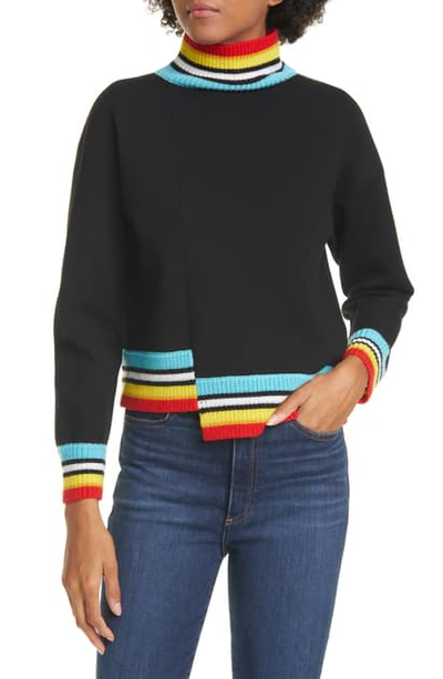 Shop Alice And Olivia Aleta Asymmetrical Pullover In Black/ Multi