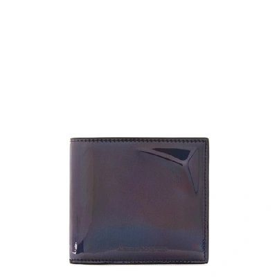 Shop Alexander Mcqueen Iridescent Gunmetal Leather Wallet In Grey