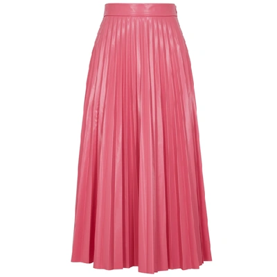 Shop Mm6 Maison Margiela Mm6 By Maison Margiela Pink Pleated Vinyl Midi Skirt In Fuchsia