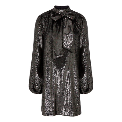 Shop N°21 Bow-embellished Sequin Mini Dress In Silver