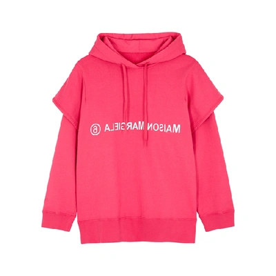 Shop Mm6 Maison Margiela Mm6 By Maison Margiela Pink Logo-print Hooded Cotton Sweatshirt In Fuchsia