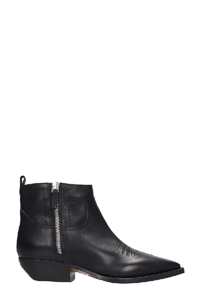 Shop Julie Dee Texan Ankle Boots In Black Leather