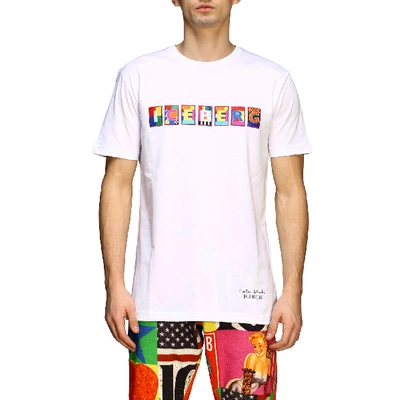 Shop Iceberg X Peter Blake T-shirt With Multicolor Logo Patch In White