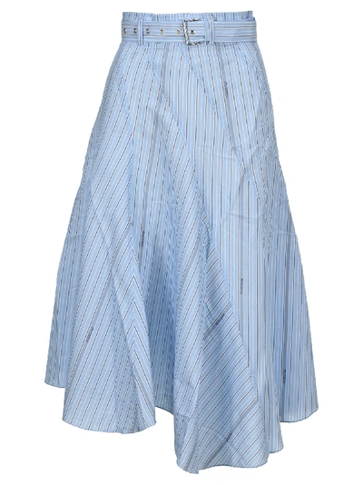 Shop Jw Anderson Asymmetric Belted Panelled Skirt In Baby Blue