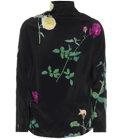 Shop Dries Van Noten Floral Silk-chiffon Blouse In Black