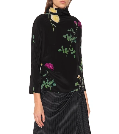 Shop Dries Van Noten Floral Silk-chiffon Blouse In Black