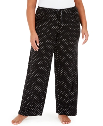 Shop Hue Womens Plus Size Sleepwell Printed Knit Pajama Pant Made With Temperature Regulating Technology In Black