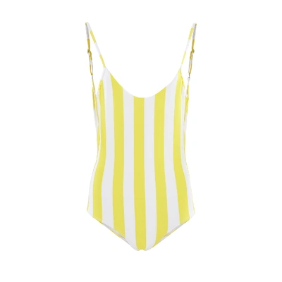Shop Verdelimon Tulum One Piece Swimming Costume In Yellow Stripes