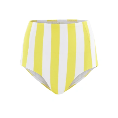Shop Verdelimon Banes Bikini Bottoms In Yellow Stripes