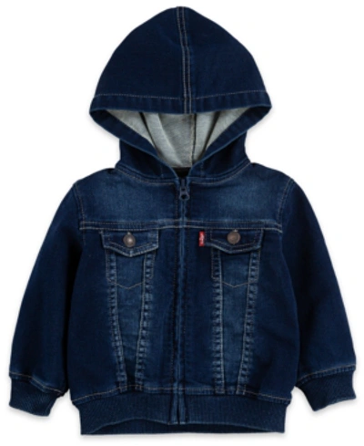 Shop Levi's Baby Boys Or Baby Girls Knit Hooded Jacket In Medium Denim