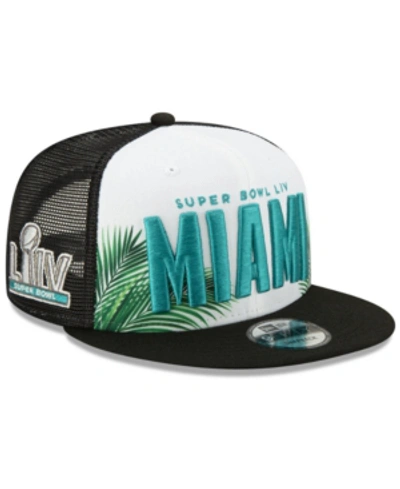 Shop New Era Super Bowl Liv Miami Word Trucker 9fifty Snapback Cap In Black/white
