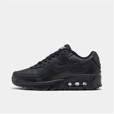 Shop Nike Big Kids' Air Max 90 Casual Shoes In Black/black/black/white