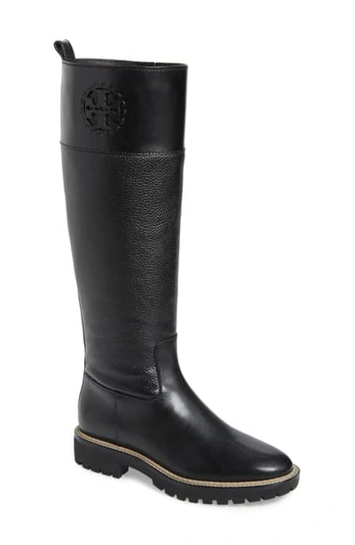 Shop Tory Burch Miller Logo Knee High Boot In Perfect Black
